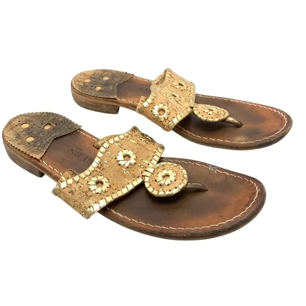 JACK ROGERS Cork HAMPTONS Flip Flops Sandals sz 8